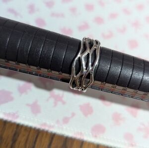 Silver Tone Wavy Band Ring